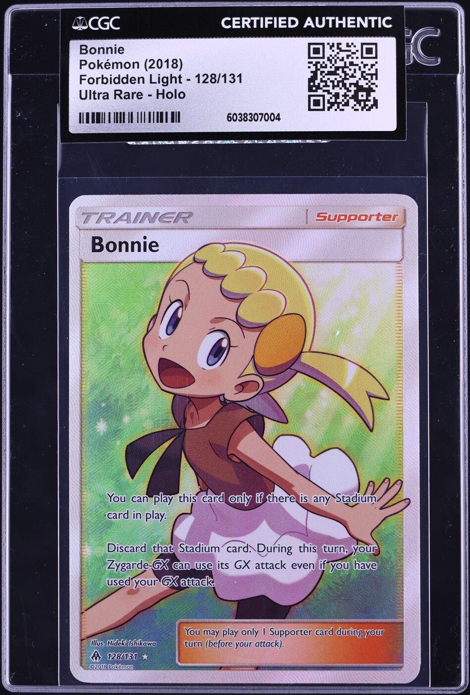 bonnie pokemon card 128/131 (PSA 10)  Collecteebles proof acrylic case and featuring a striking image of the captivating character SM Forbidden Light 128/131 Bonnie