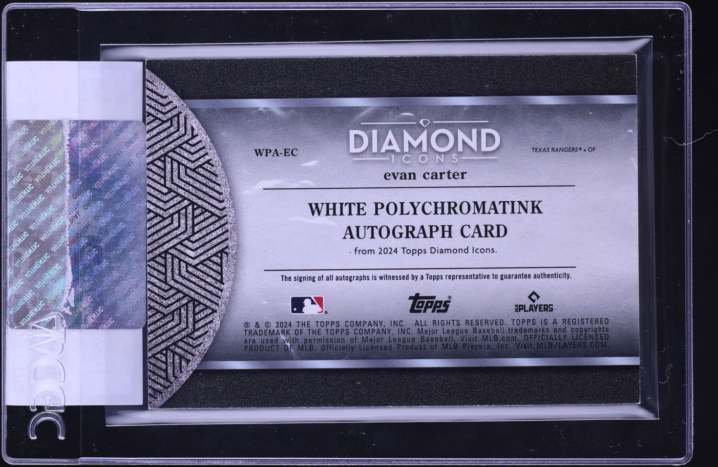 2024 Topps Diamond Icons Green Ink Red Evan Carter ROOKIE AUTO 1/5 CGC AUTH