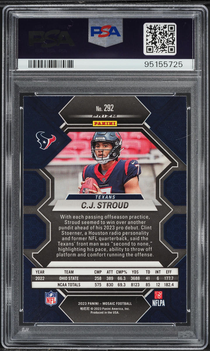 2023 Panini Mosaic Green C.J. Stroud ROOKIE #292 PSA 8 NM-MT