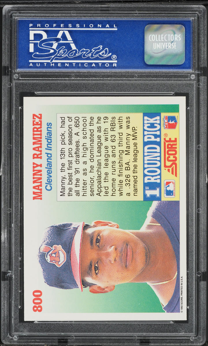 1992 Score Manny Ramirez ROOKIE #800 PSA 8 NM-MT