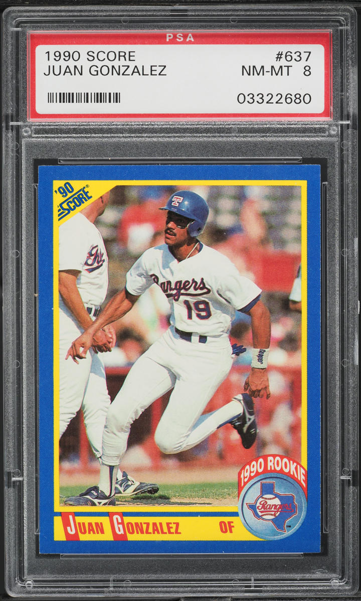 1990 Score Juan Gonzalez ROOKIE #637 PSA 8 NM-MT