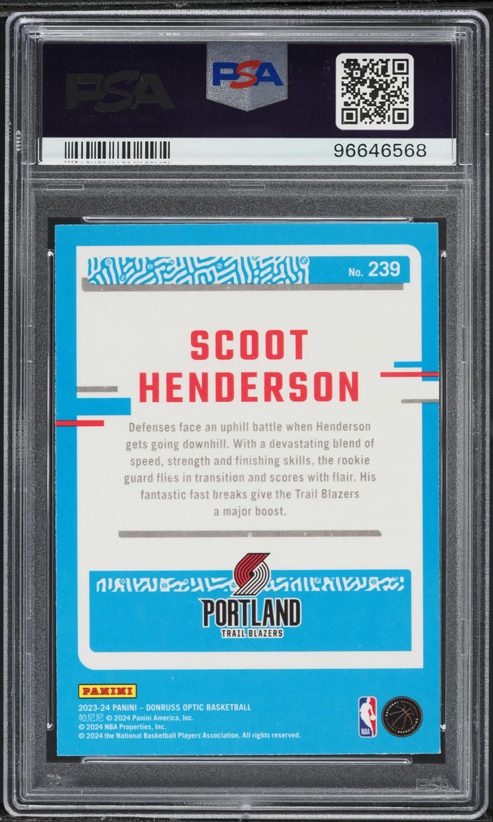 2023 Donruss Optic Scoot Henderson ROOKIE #239 PSA 10 GEM MINT
