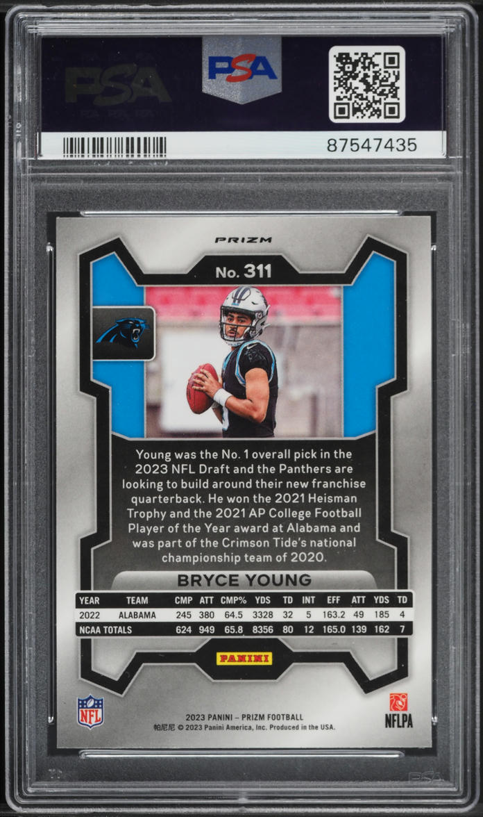 2023 Panini Prizm Silver Bryce Young ROOKIE #311 PSA 10 GEM MINT