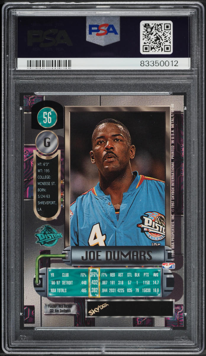 1997 Metal Universe Joe Dumars #56 PSA 9 MINT