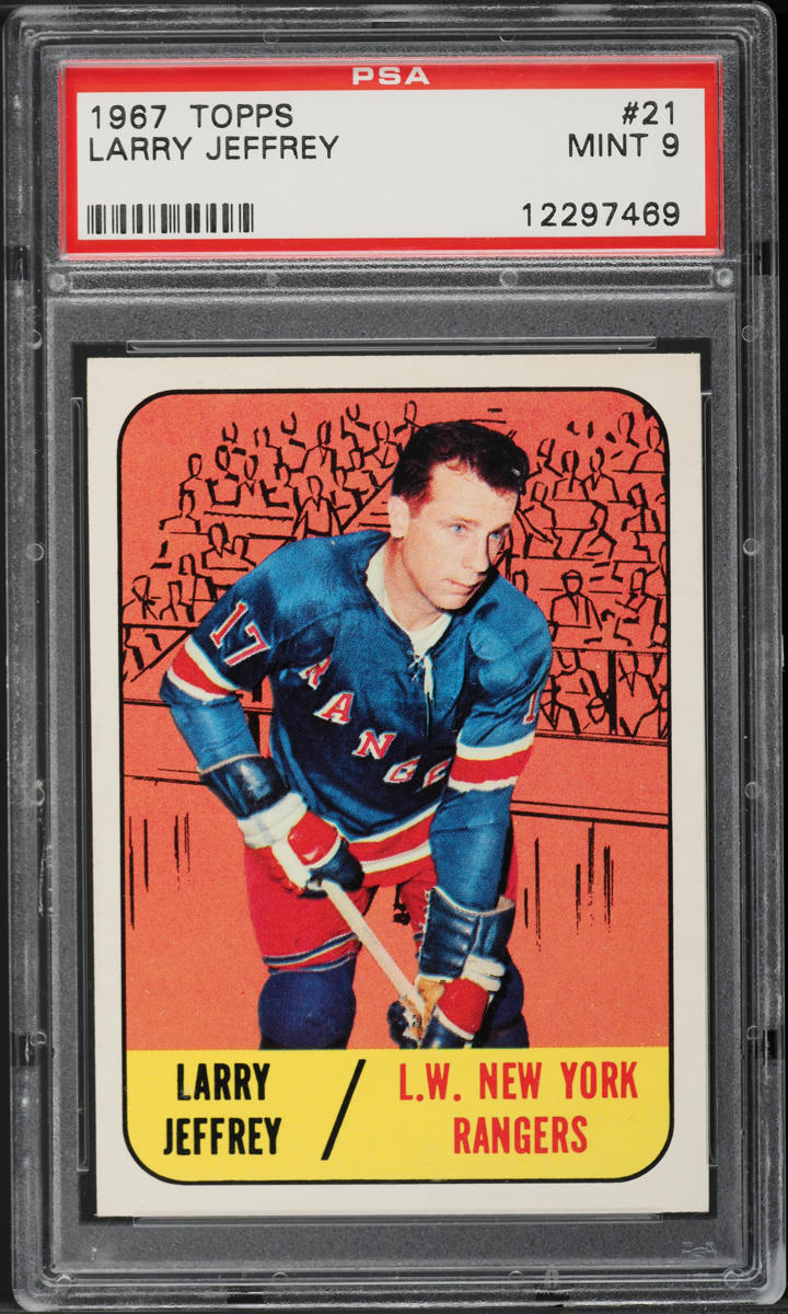 1967 Topps Hockey Larry Jeffrey #21 PSA 9 MINT