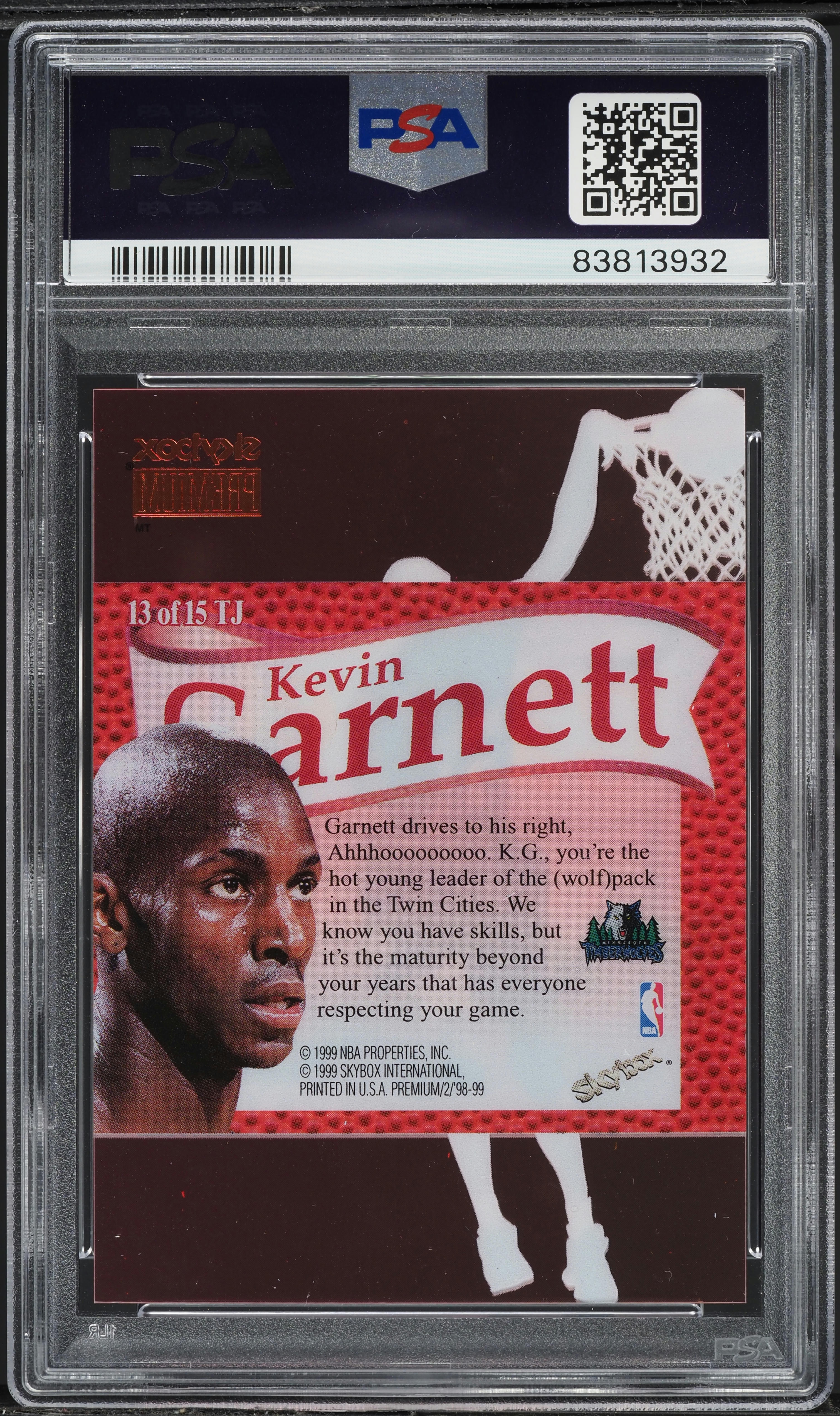 1998 Skybox Premium That's Jam Kevin Garnett #13 PSA 9 MINT on