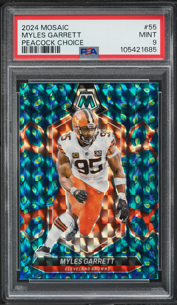2024 Panini Mosaic Peacock Choice Myles Garrett #55 PSA 9 MINT on