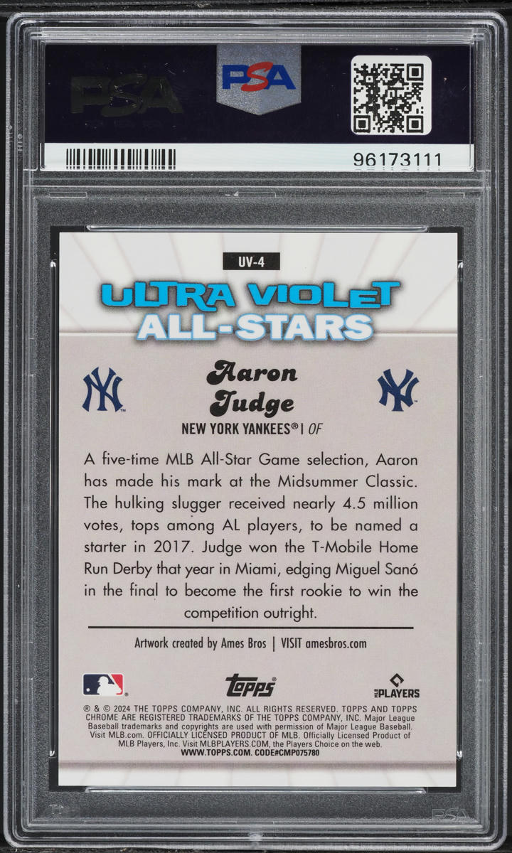 2024 Topps Chrome Ultraviolet All-Stars Black Aaron Judge /10 #UV4 PSA 9 MINT