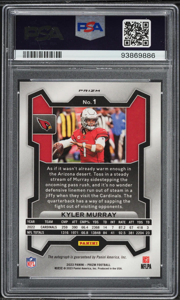 2023 Panini Prizm Silver Kyler Murray AUTO #1 PSA 10 GEM MINT on