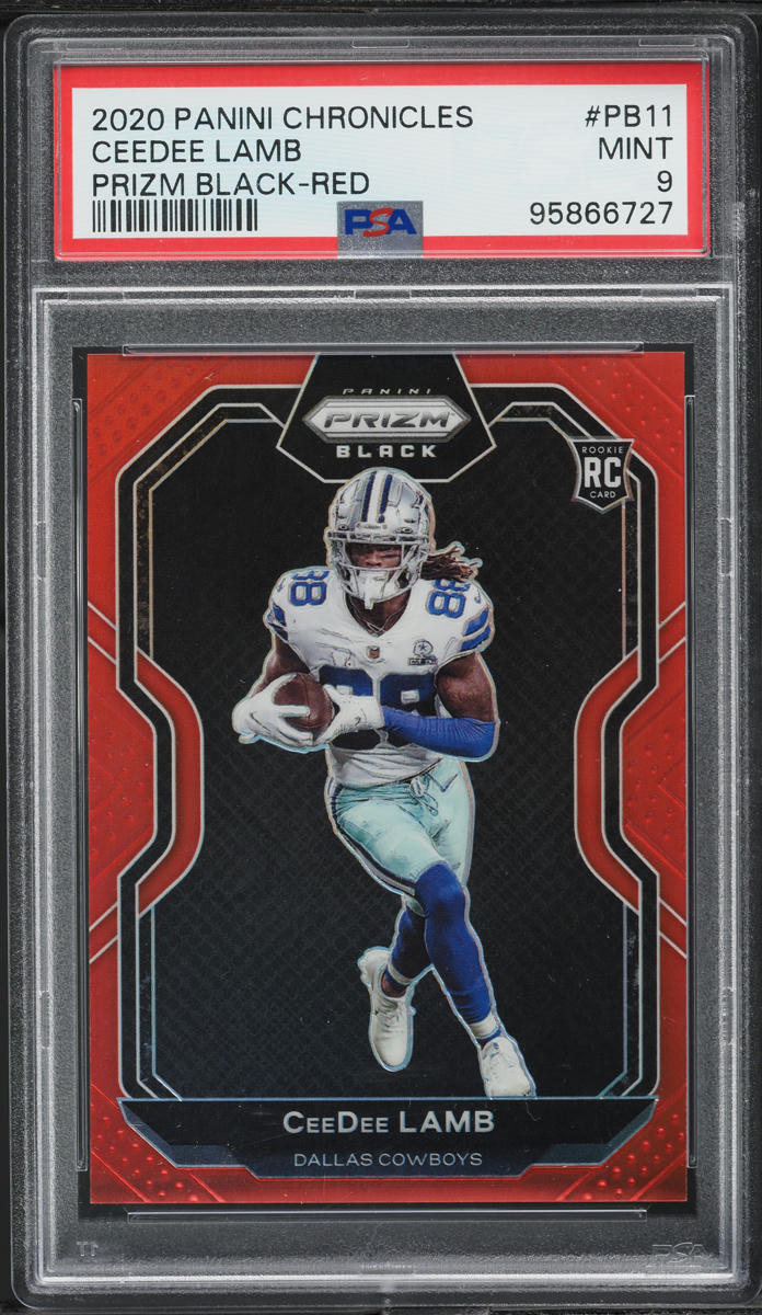 2020 Panini Chronicles Prizm Black Red CeeDee Lamb ROOKIE /99 #PB-11 PSA 9 MINT