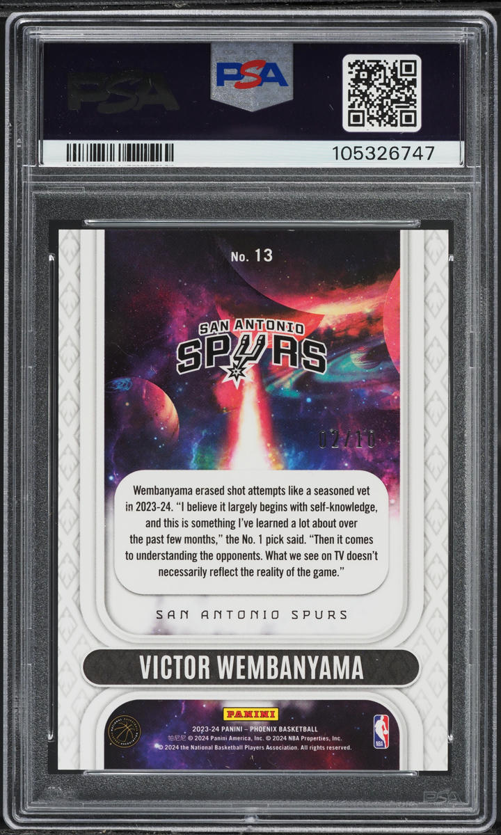 2023 Panini Phoenix Rising Gold Intl Victor Wembanyama ROOKIE /10 #13 PSA 9 MINT