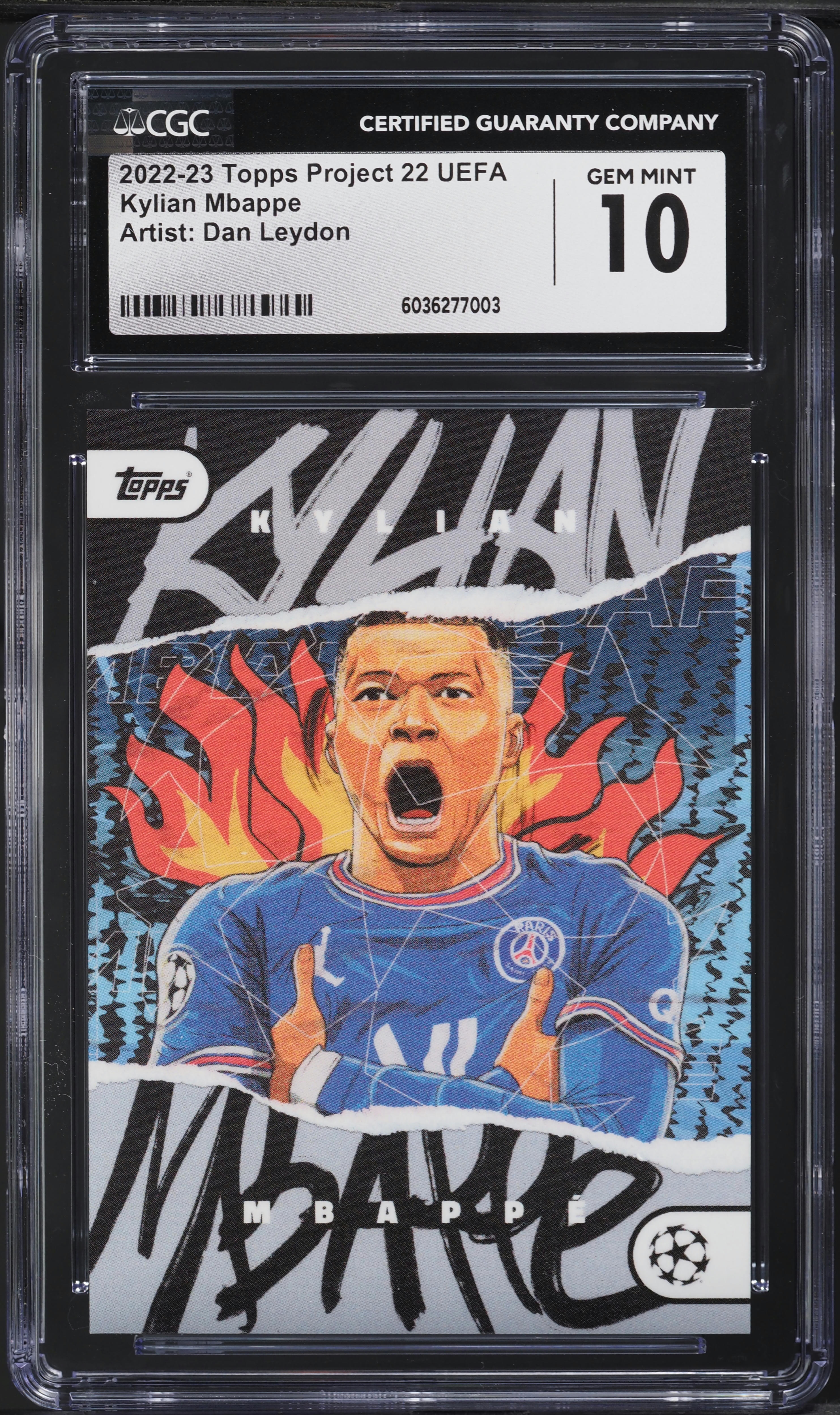 2022 Topps Project 22 UEFA Artist Dan Leydon Kylian Mbappe CGC 10