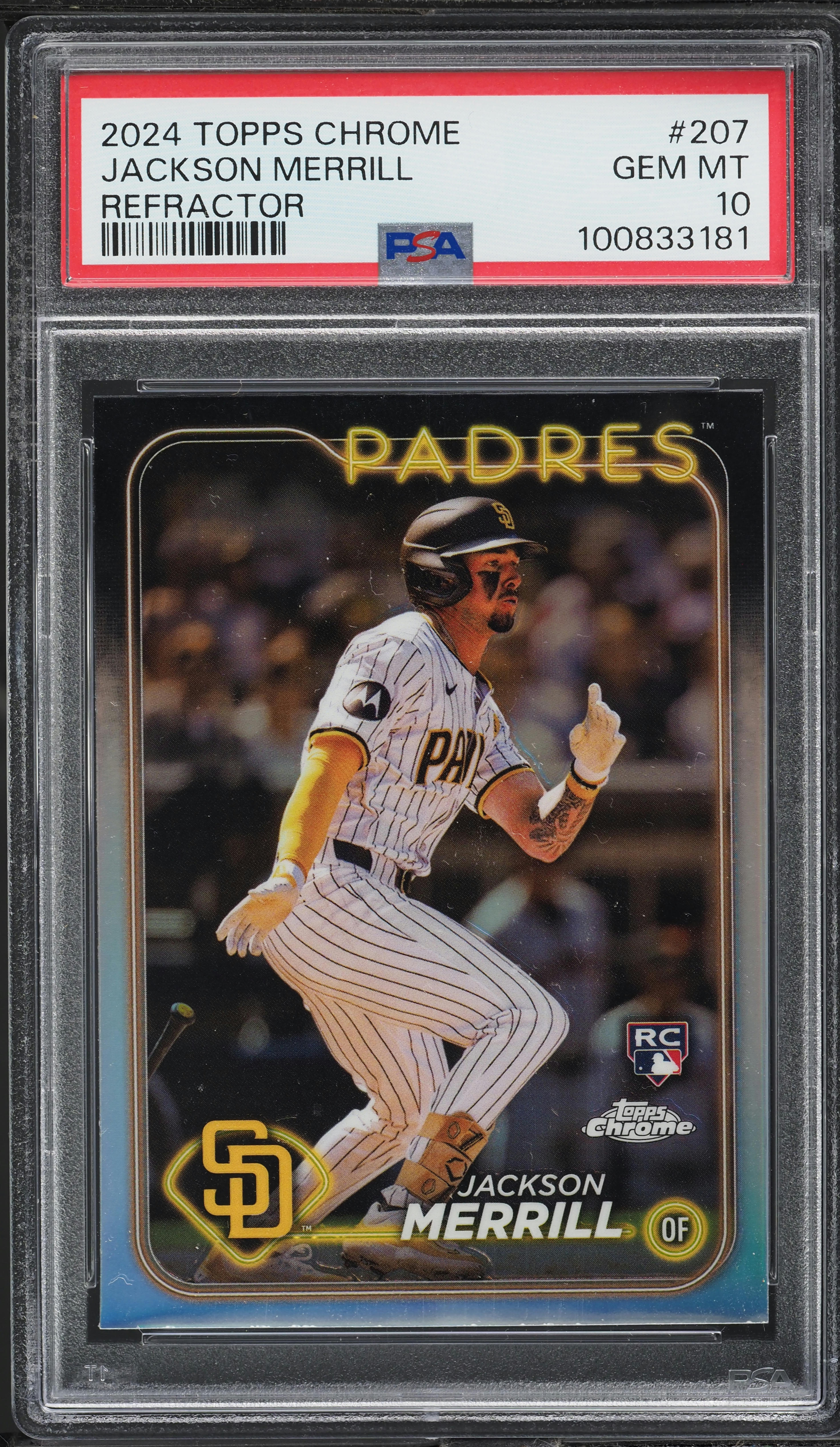 2024 Topps Chrome Refractor Jackson Merrill ROOKIE #207 PSA 10 GEM