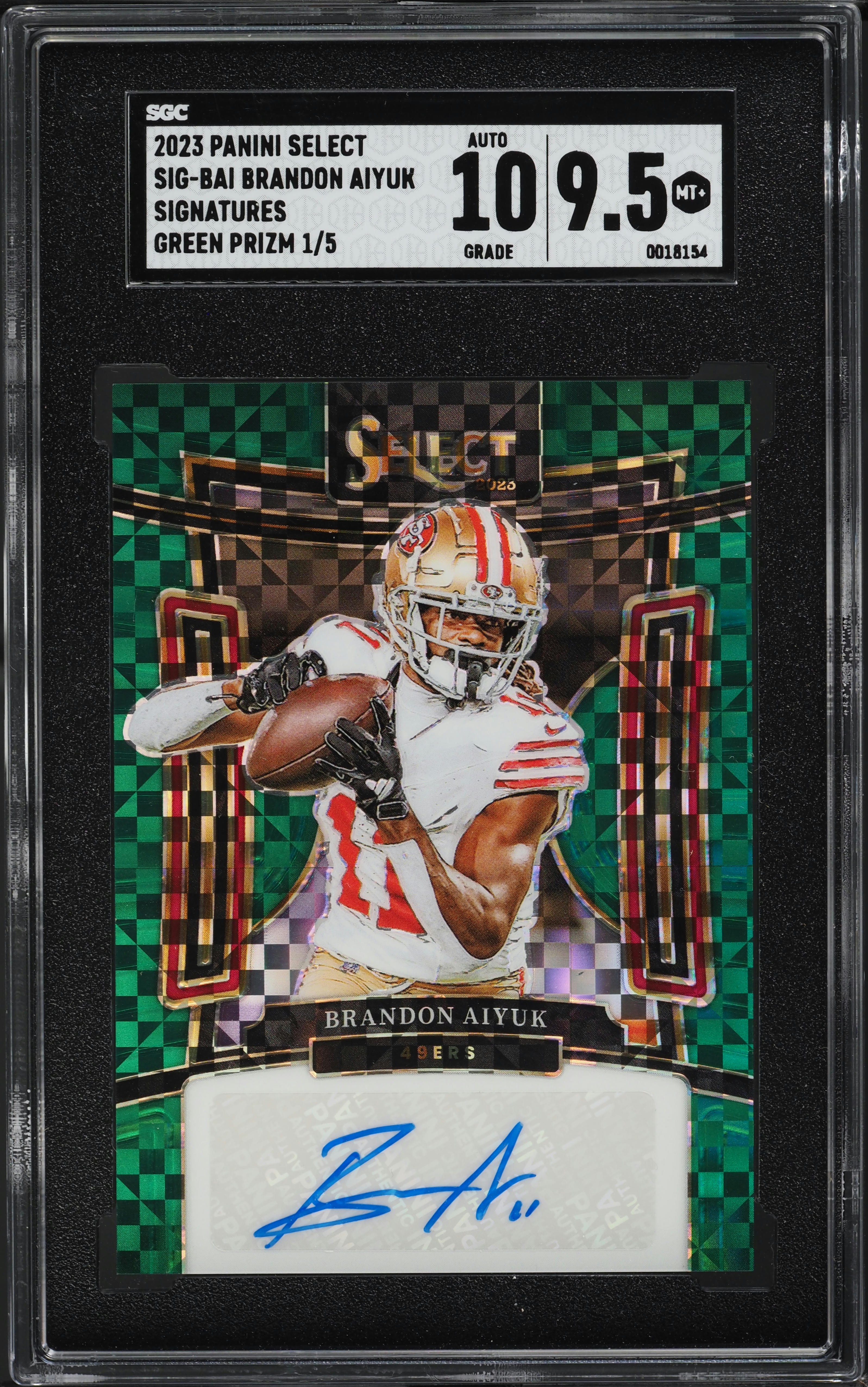 2023 Select Green Prizm Brandon Aiyuk AUTO 1/5 #SIG-BAI SGC 9.5