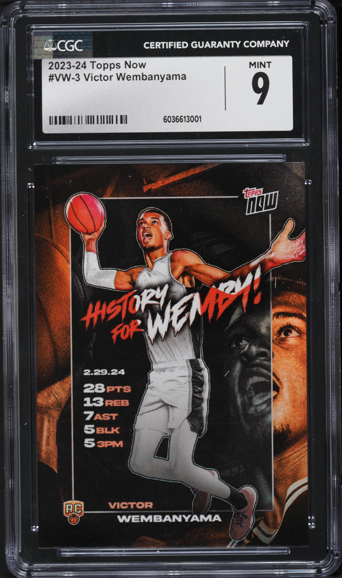 2023 Topps Now Victor Wembanyama ROOKIE #VW-3 CGC 9 MINT