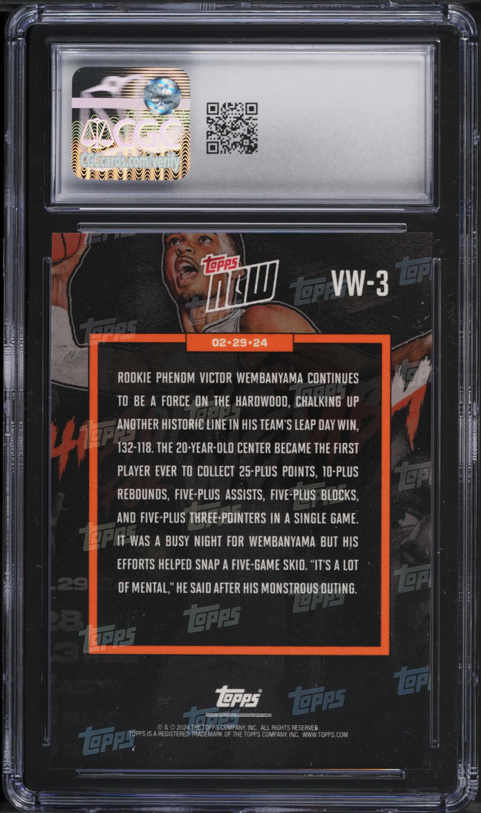 2023 Topps Now Victor Wembanyama ROOKIE #VW-3 CGC 9 MINT