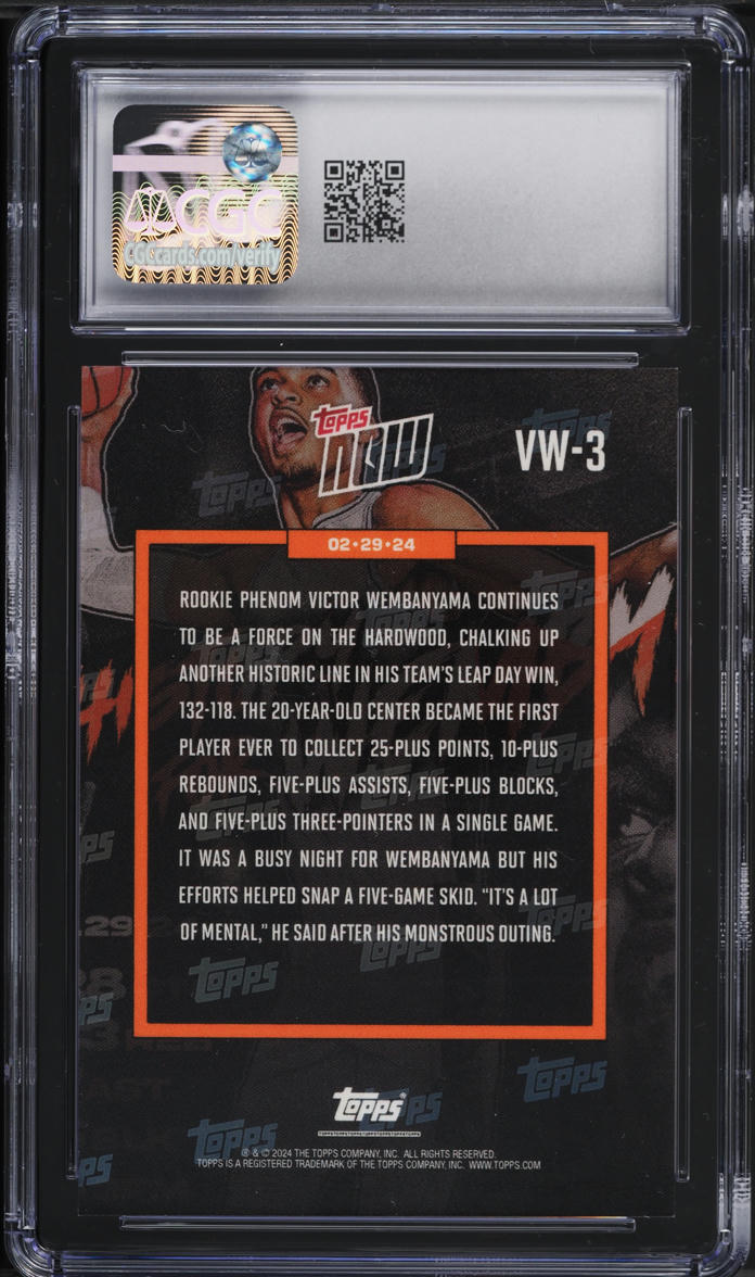 2023 Topps Now Victor Wembanyama ROOKIE #VW-3 CGC 9 MINT