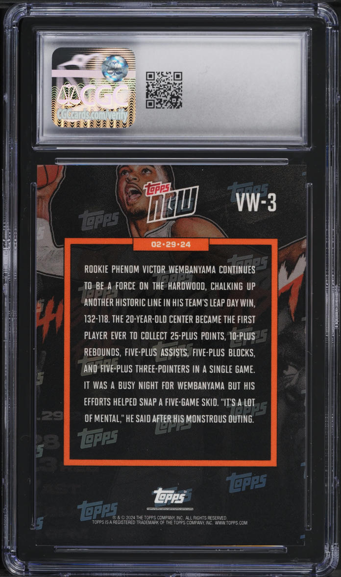 2023 Topps Now Victor Wembanyama ROOKIE #VW-3 CGC 9 MINT