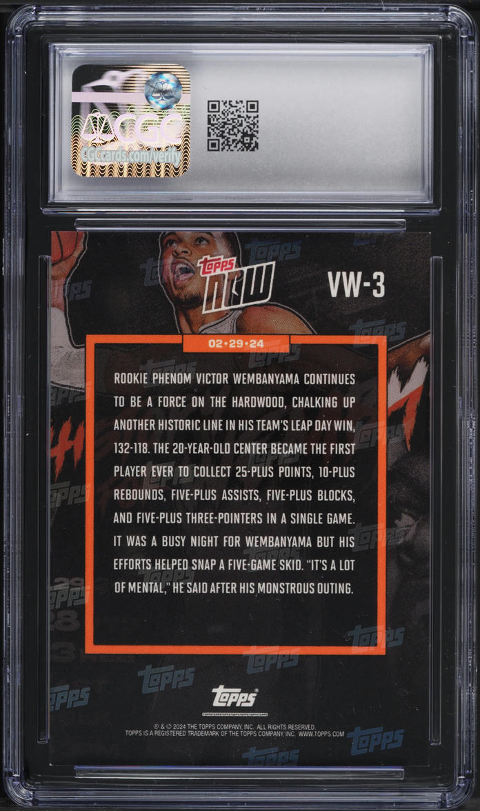 2023 Topps Now Victor Wembanyama ROOKIE #VW-3 CGC 9 MINT