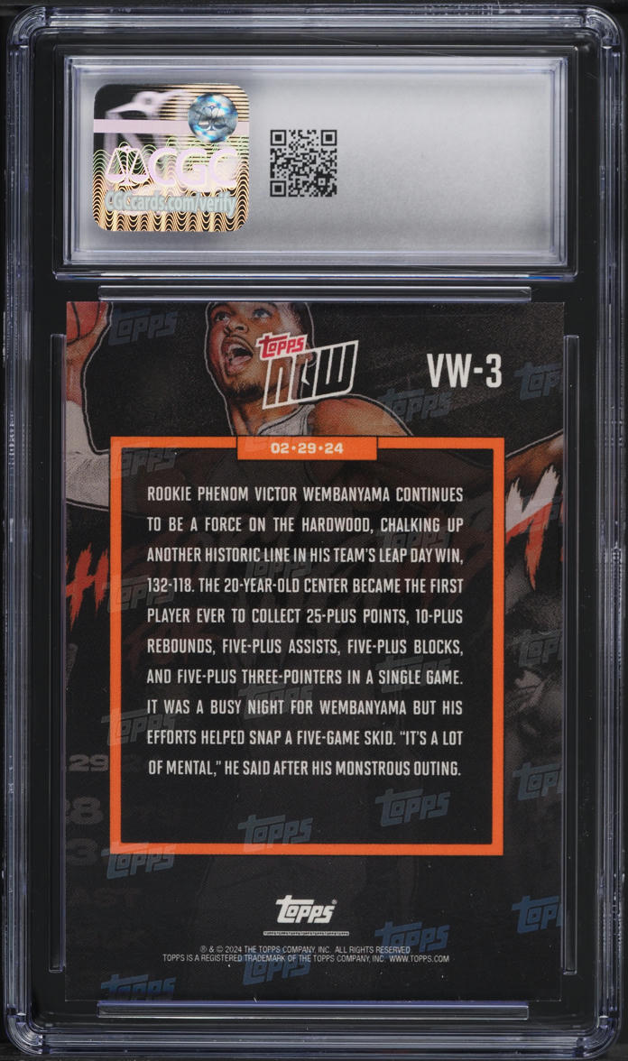 2023 Topps Now Victor Wembanyama ROOKIE #VW-3 CGC 9 MINT