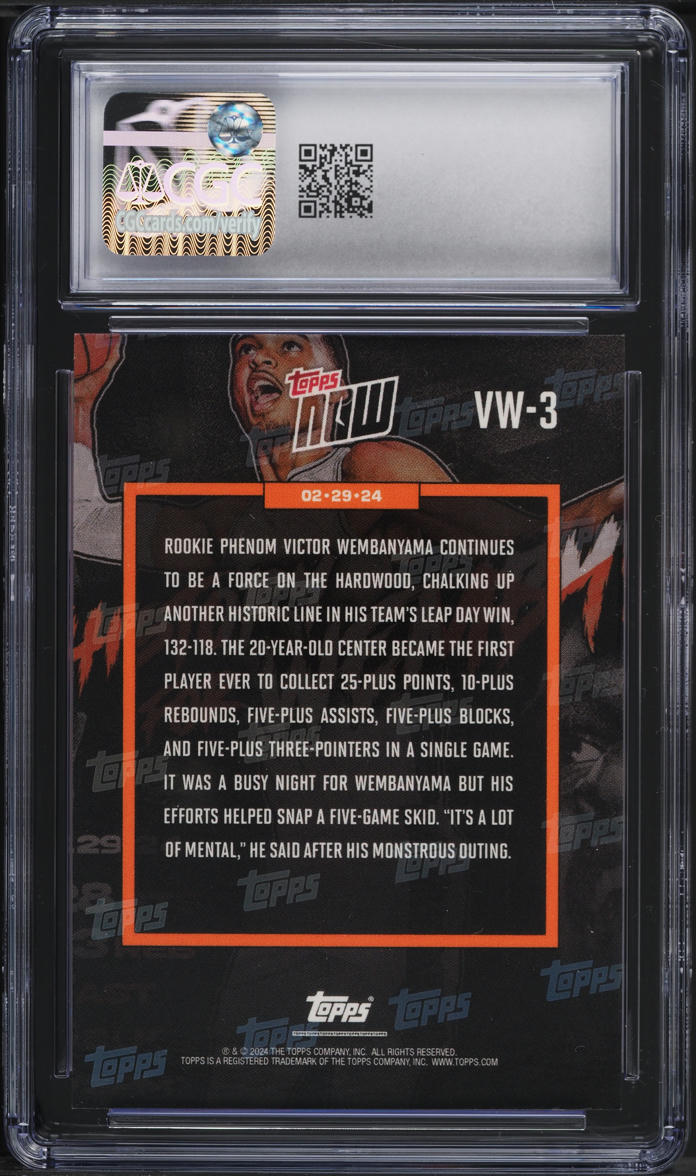 2023 Topps Now Victor Wembanyama ROOKIE #VW-3 CGC 9 MINT