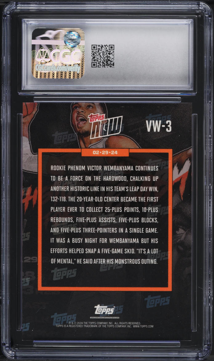2023 Topps Now Victor Wembanyama ROOKIE #VW-3 CGC 9 MINT