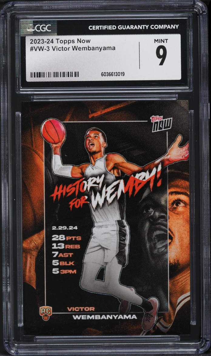 2023 Topps Now Victor Wembanyama ROOKIE #VW-3 CGC 9 MINT
