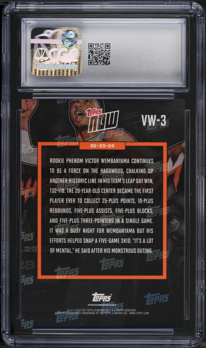 2023 Topps Now Victor Wembanyama ROOKIE #VW-3 CGC 9 MINT