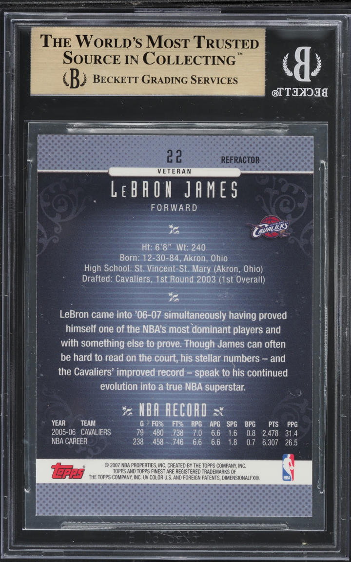 2006 Finest Refractor LeBron James #22 BGS 9.5 GEM MINT