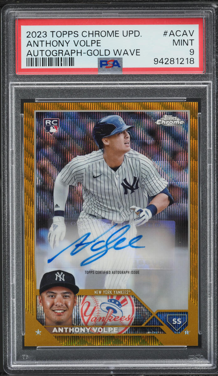 2023 Topps Chrome Update Gold Wave Refractor Anthony Volpe ROOKIE AUTO /50 PSA 9