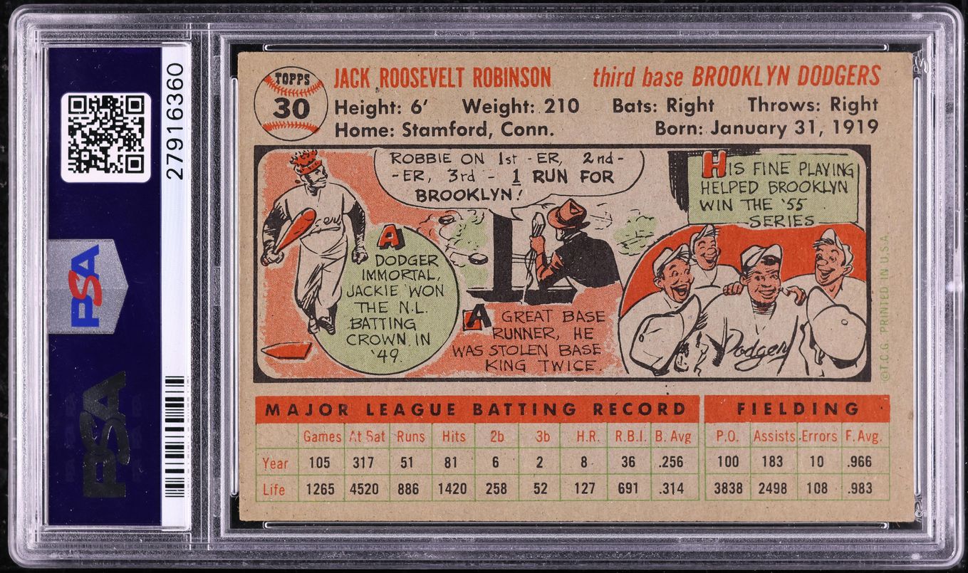 1956 Topps Jackie Robinson #30 PSA 6 EXMT