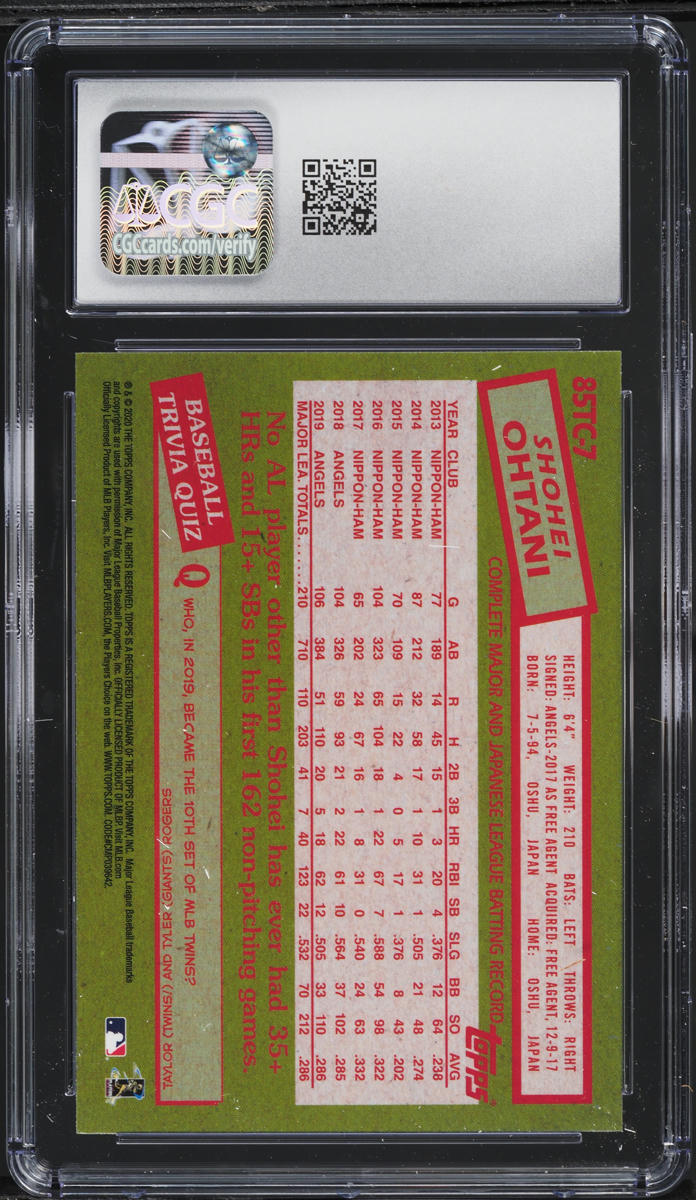 2020 Topps Chrome '85 Shohei Ohtani #85TC-7 CGC 10 GEM MINT
