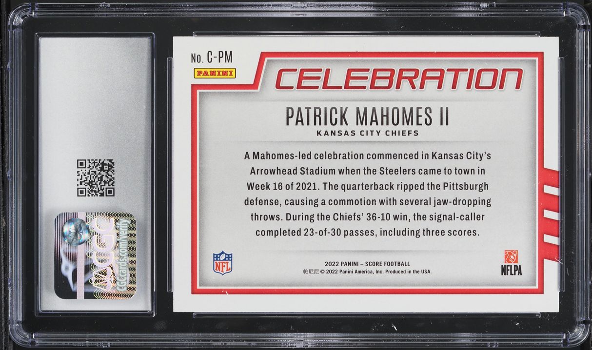 2022 Score Celebration Patrick Mahomes II #C-PM CGC 10 GEM MINT