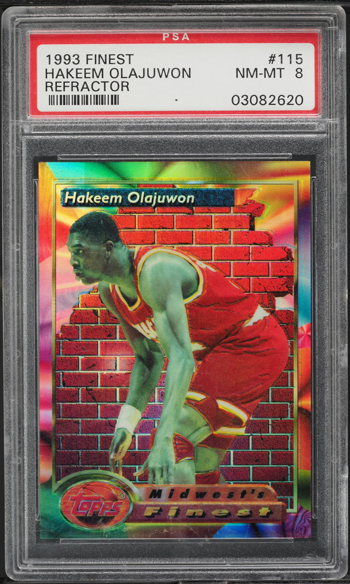 1993 Finest Refractor Hakeem Olajuwon #115 PSA 8 NM-MT