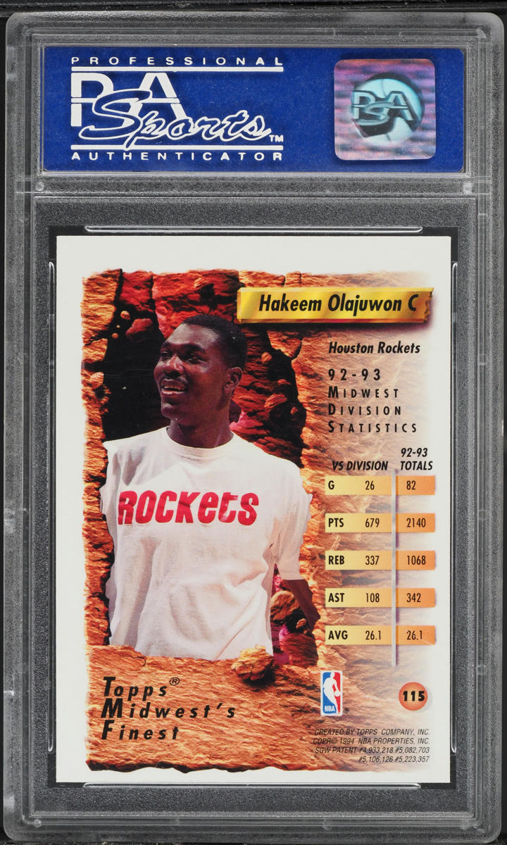 1993 Finest Refractor Hakeem Olajuwon #115 PSA 8 NM-MT