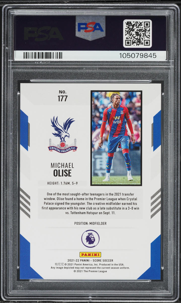 2021 Score Premier League Blue Lasers Michael Olise ROOKIE /49 #177 PSA 10 GEM