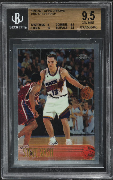 1996 Topps Chrome Steve Nash ROOKIE #182 BGS 9.5 GEM MINT on