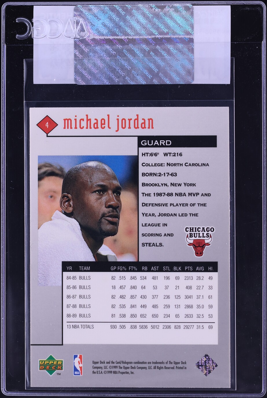 1998 Black Diamond Single Michael Jordan #4 CGC AUTH