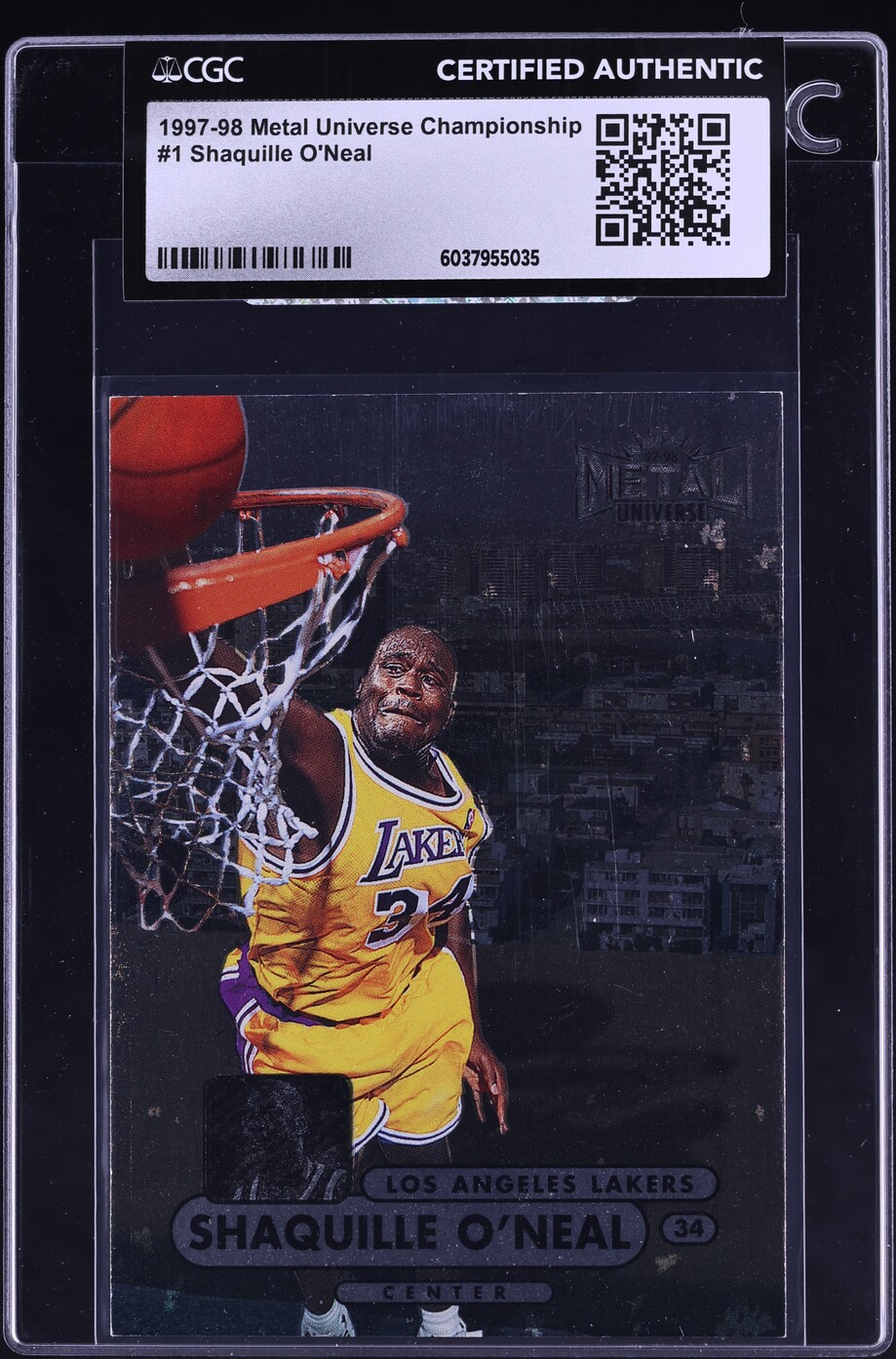 1997 Metal Universe Championship Shaquille O'Neal #1 CGC AUTH