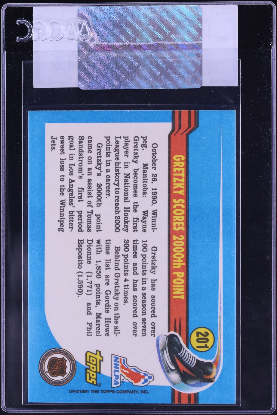 1991 Topps Hockey Wayne Gretzky #201 CGC AUTH