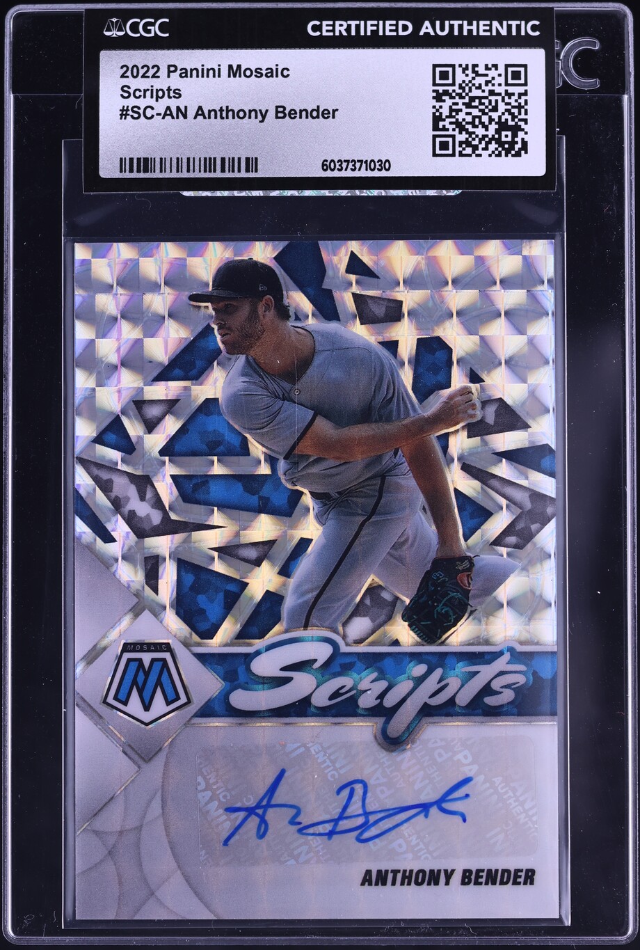 2022 Panini Mosaic Scripts Anthony Bender ROOKIE AUTO #SC-AN CGC AUTH