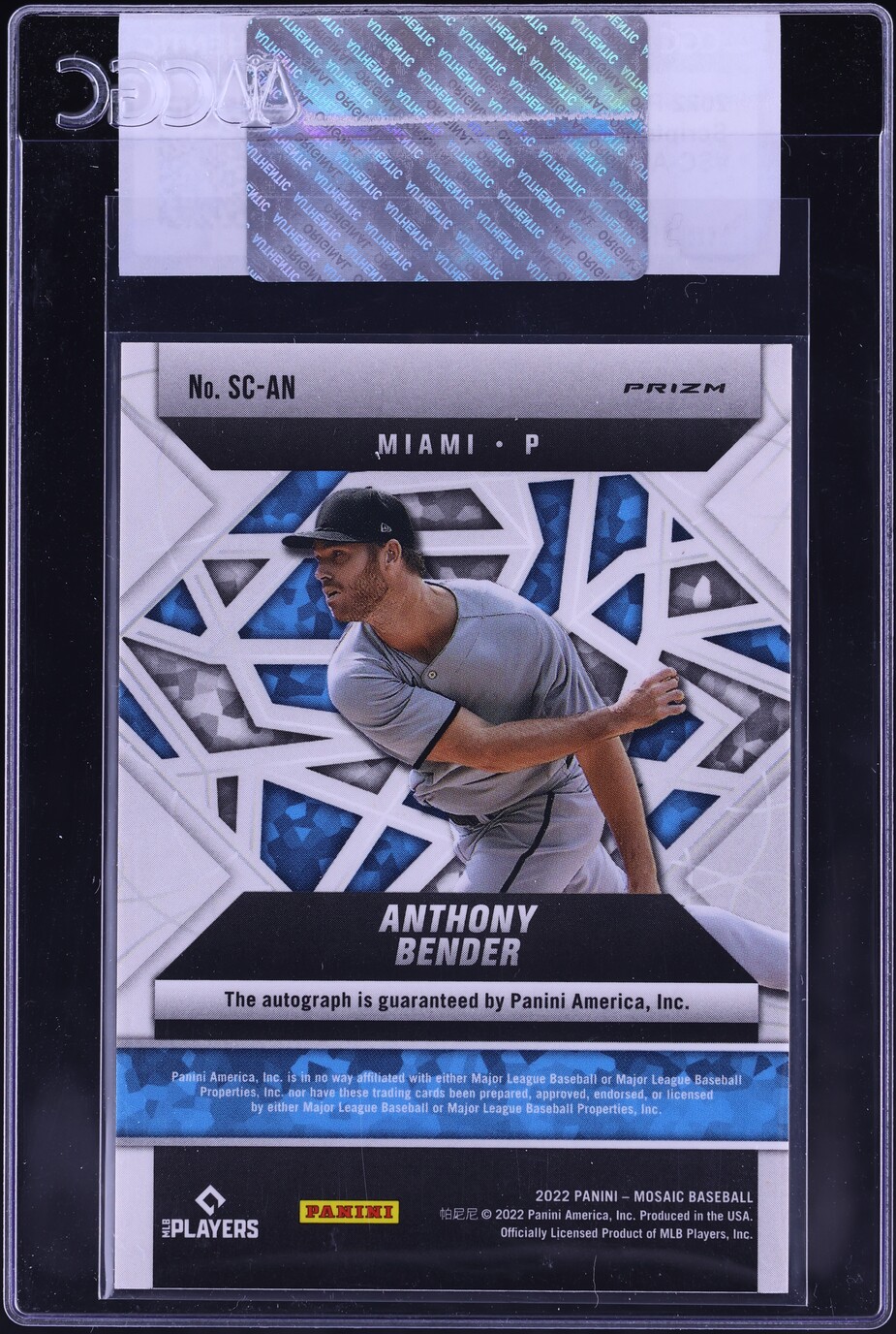 2022 Panini Mosaic Scripts Anthony Bender ROOKIE AUTO #SC-AN CGC AUTH