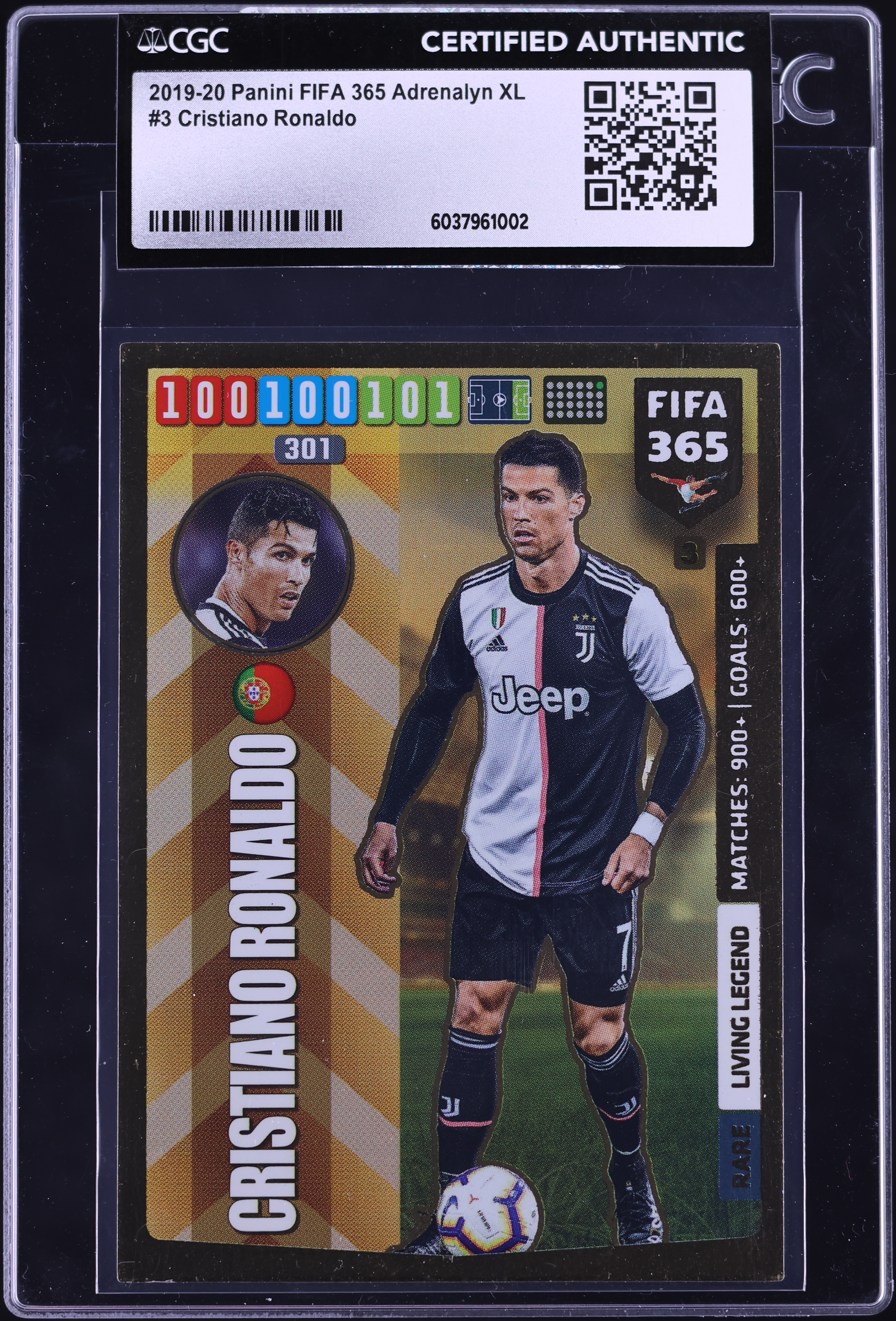 2019 Panini Fifa 365 Adrenalyn Xl Cristiano Ronaldo #3 CGC AUTH on