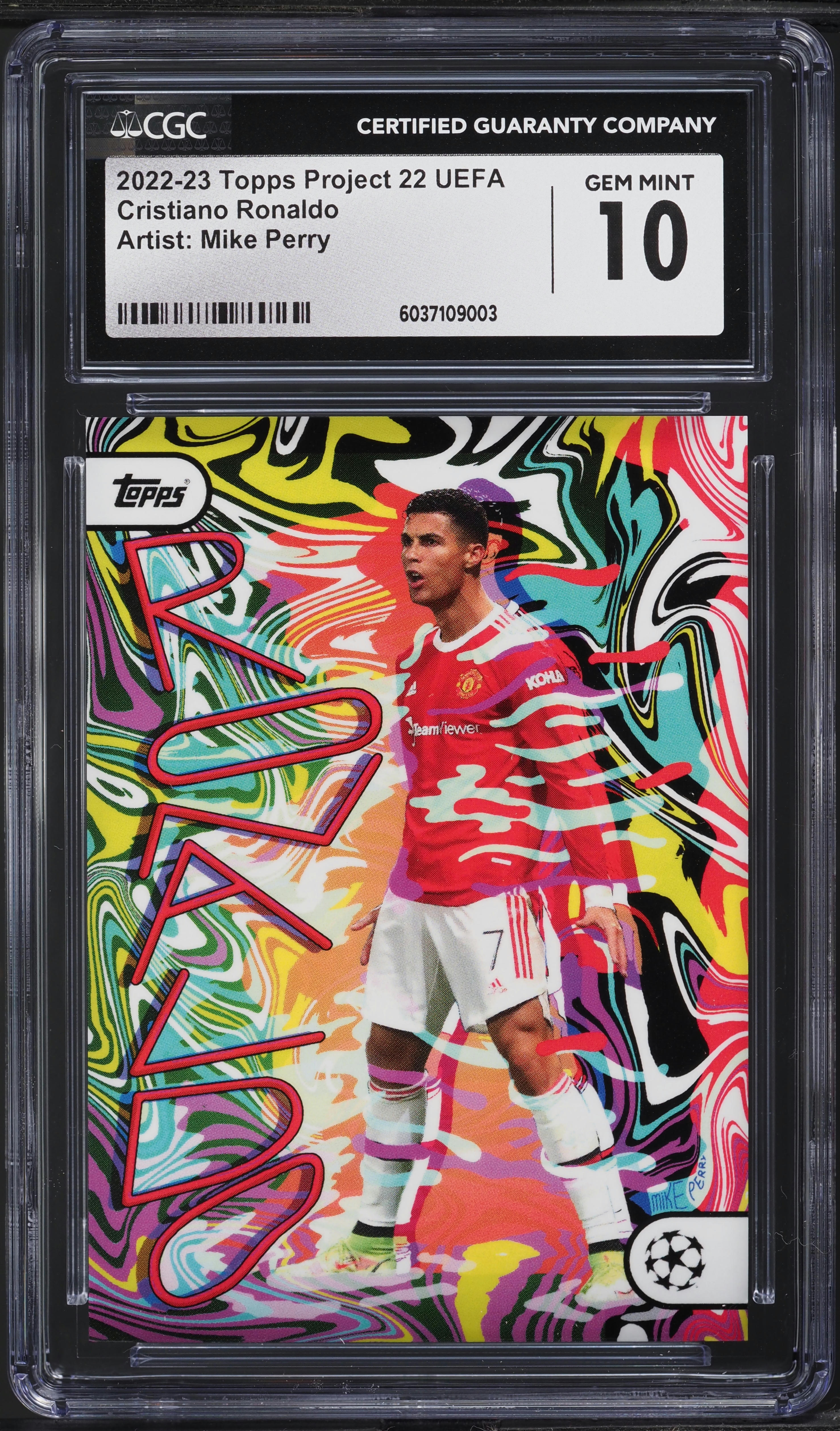2022 Topps Project 22 UEFA By Mike Perry Cristiano Ronaldo CGC 10