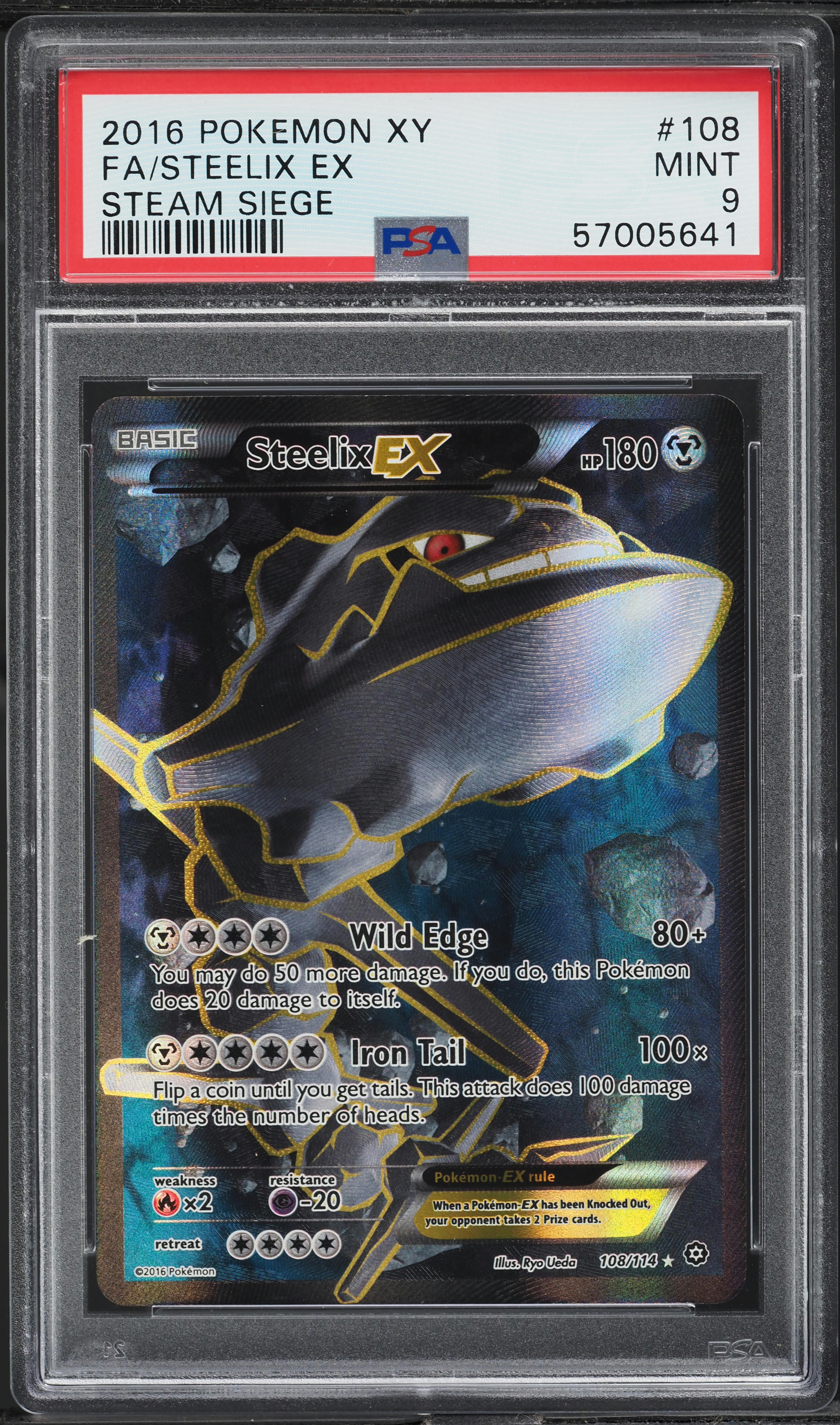 2016 Pokemon XY Steam Siege Full Art Steelix EX #108 PSA 9 MINT on