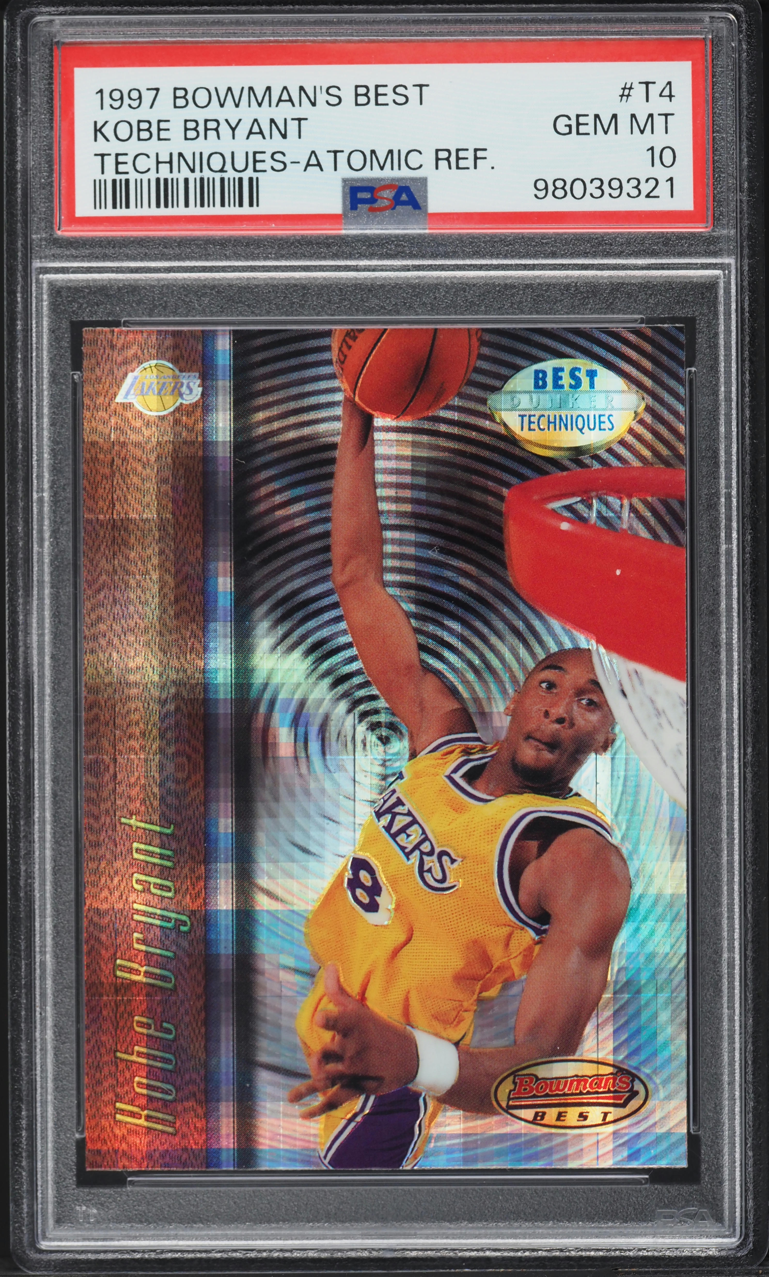 1997 Bowman's Best Techniques Atomic Refractor Kobe Bryant #T4 PSA