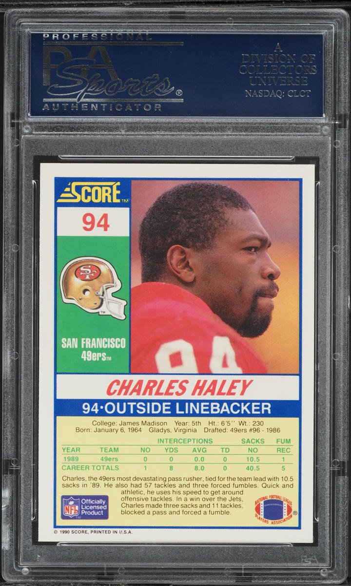 1990 Score Football Charles Haley #94 PSA 7 NRMT
