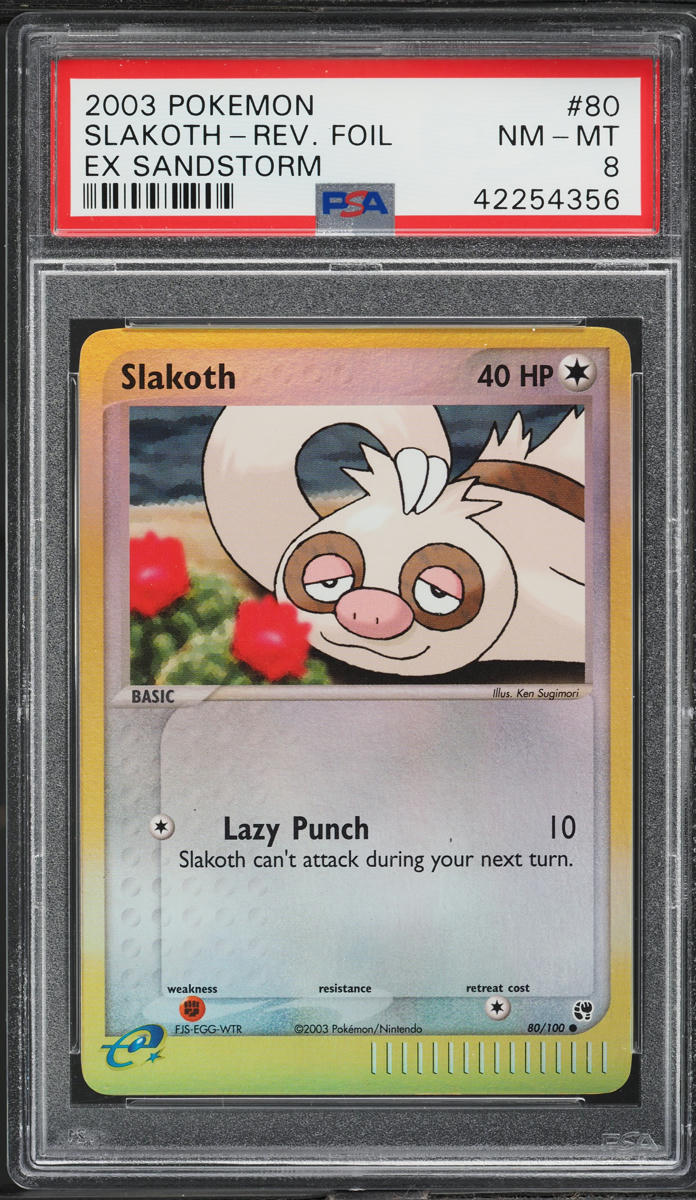 2003 Pokemon EX Sandstorm Reverse Holo Slakoth #80 PSA 8 NM-MT