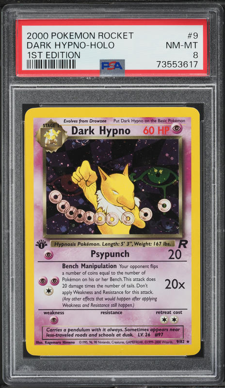 first edition hypno pokemon card 1999 Fossil Holo Rare #8 PSA Authenticated 9 Damaged /// Damaged FoilDamaged cards show wear or imperfections beyond the standards for other conditions Dark Hypno 2000 Pokemon Team
