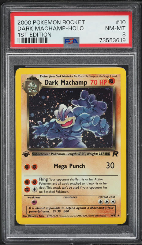 2000 Pokemon Team Rocket 1st Edition Holo Dark Machamp #10 PSA 8 NM-MT